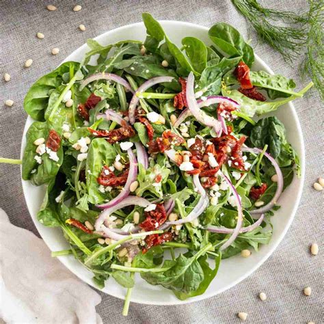 Spinach Arugula Salad Lemon Dill Feta Dressing