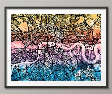 London Map Art Print Street Map of London England 2077 | Etsy UK