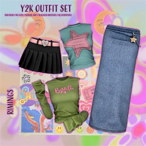 Mods Sims Sims 4 Mods Clothes Sims 4 Clothing Y2k Outfit Outfit Set