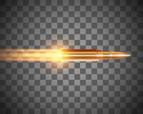 Premium Vector Realistic Flying Bullet With A Flamethrower Shot