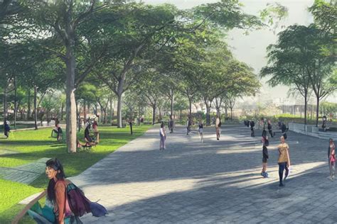 Linear Park And Esplanade Along Pasig River Concept Stable Diffusion