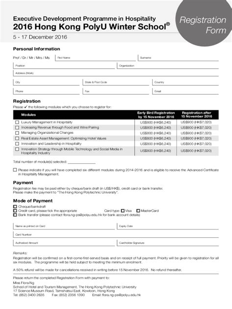 Fillable Online Registration Form Polyu Fax Email Print Pdffiller