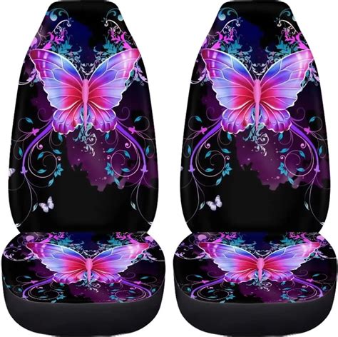 Butterfly Car Accessories Seat Covers Girls Stylish Vehicle Bucket Seat Protector Set Of 2 Pcs