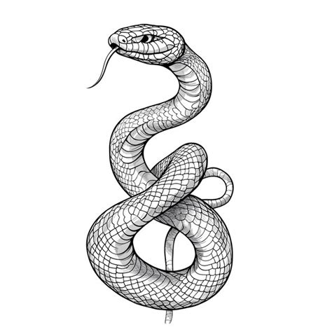 A Black And White Drawing Of A Snake With A Black And White Snake