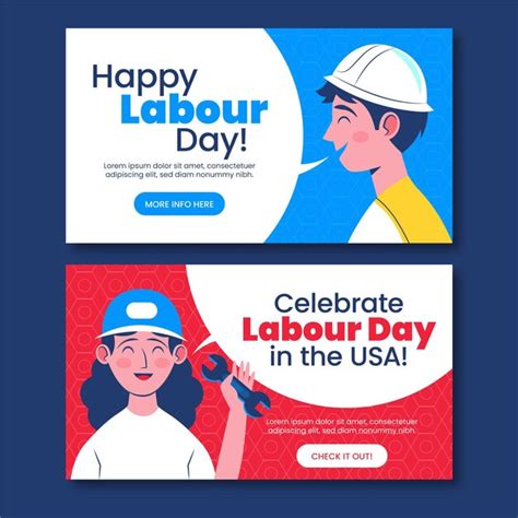 Free Vector | Labor day horizontal banners set