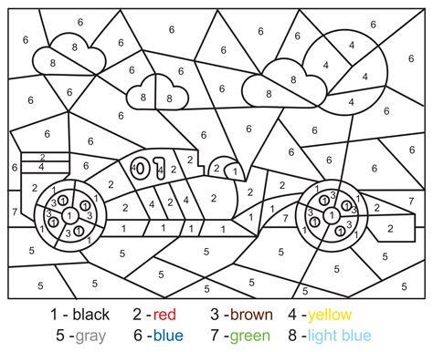 Race Car Color by Number Cars Coloring Pages, Free Coloring Sheets ...