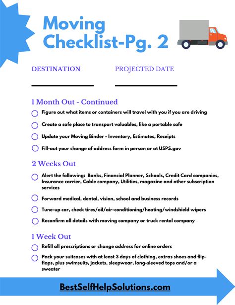 Moving Checklist - Best Self Help Solutions