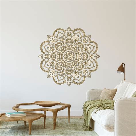 Mandala Wall Art Sticker Half Mandala Wall Decal Beautiful Etsy