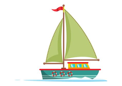 Clipart Boat In Flat Style Isolated On White Background Vector