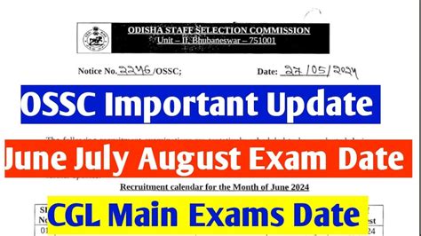 Ossc Important Update Cgl Prelims Main Exam Date June July