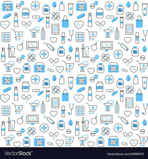 Seamless Pattern With Chemists And Pharmacy Icons Vector Image