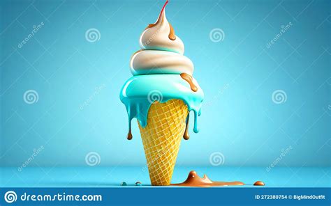 Melting Ice Cream Cone In A Variety Of Vibrant Colors Illustration