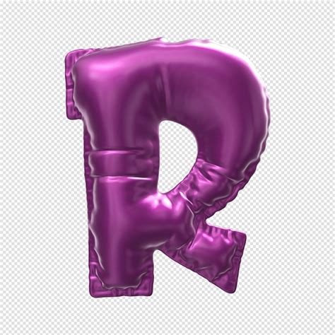 文字 R の形をした風船が付いた紫色の文字 R。 プレミアムpsdファイル