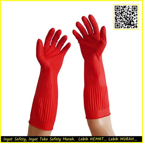 Sarung Tangan Karet Latex Panjang Tebal Cm Anti Air Safety Rubber