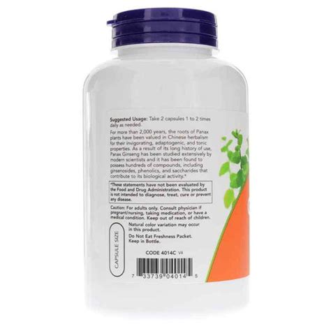 Panax Ginseng 500 Mg Now Foods