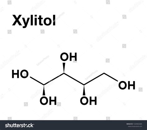 Xylitol Sugar Alcohol Structural Chemical Formula Stock Vector Royalty