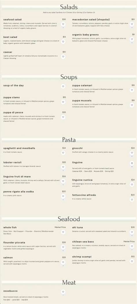 Cortesse's Bistro menu in St. Augustine, Florida, USA