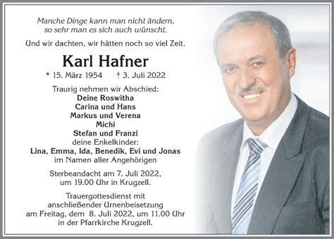 Traueranzeigen Von Karl Hafner Trauer Im Allgaeu De