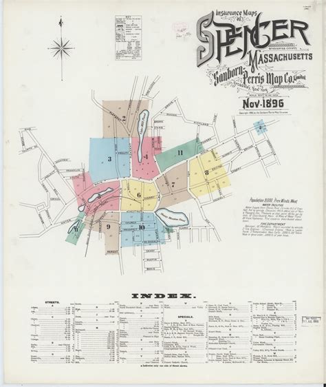 Spencer 1896 Old Map Massachusetts Fire Insurance Index Old Maps