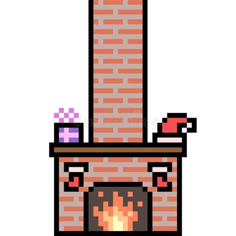 Vector Pixel Art Fireplace Stock Vector Illustration Of Vector 102861851