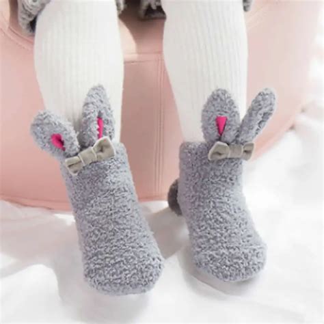 New Girls Kids Cosy Slipper Socks Super Soft Fluffy Warm Thermal Winter ...