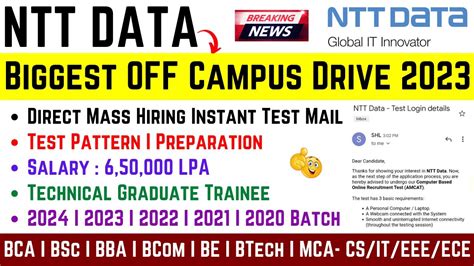 Ntt Data Biggest Off Campus Drive Batch Direct