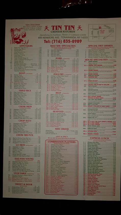 Menu At Tin Tin Restaurant Buffalo