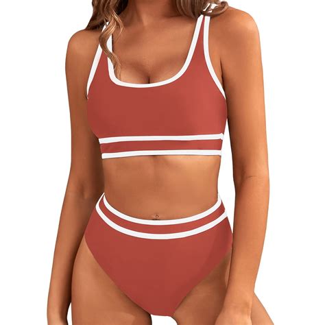 Vivianyo Hd Women S High Waisted Bikini Sets Sporty Two Piece Swimsuits