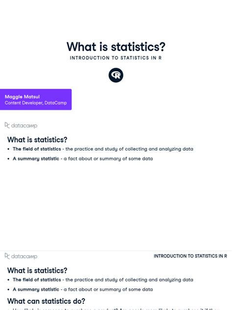 Introduction To Statistics in R | PDF | Statistics | Statistical Inference 