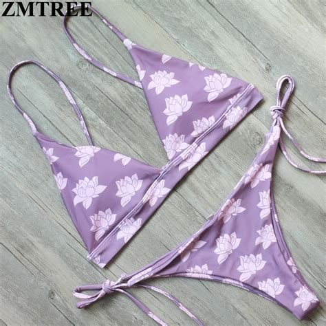 ZMTREE 2017 Mais Novo Biquíni Floral Impresso Biquinis Set Sexy Bandage