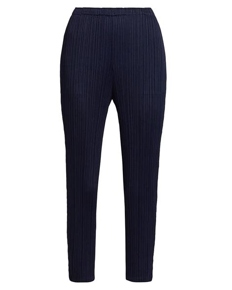 Pleats Please Issey Miyake November Pleated Ankle Crop Pants In Blue Lyst