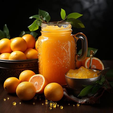 Premium Ai Image Jar Of Fresh Orange Juice