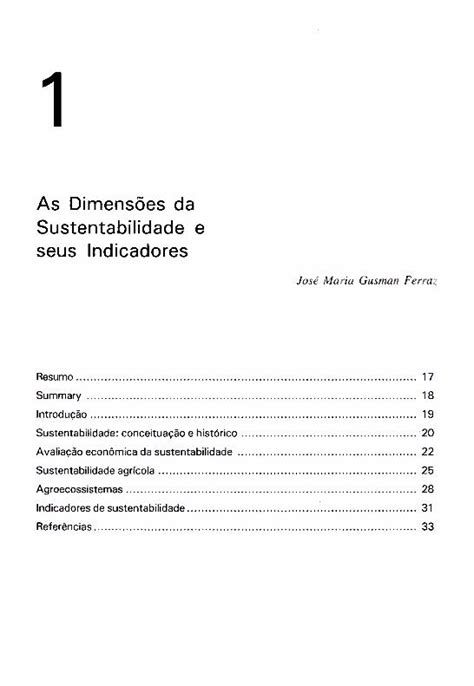 Pdf As Dimensões Da Sustentabilidade E Seus Indicadores · Marcos De