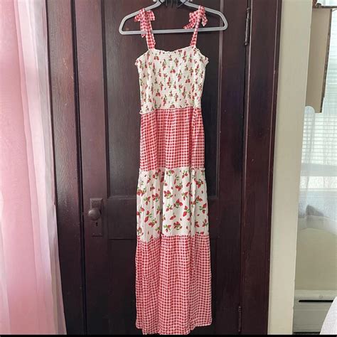 Womens Red And White Dress Depop