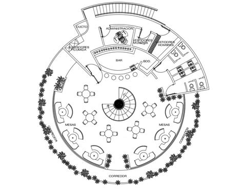 Circular Shape Floor Plan Of Hotel In Auto Cad File Cadbull