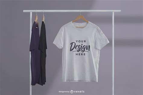 Modelo Editável PSD De Camisetas Em Maquete De Fundo Cinza De Cabide