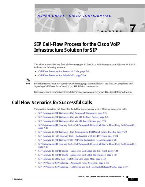 PDF SIP Call Flow Process For The Cisco VoIP CHAPTER ALPHA DRAFT