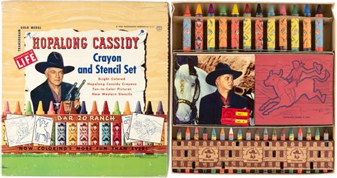 Hake S Hopalong Cassidy Crayon And Stencil Set Boxed Pair