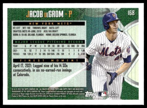 Topps Finest Flashbacks Jacob Degrom Ebay