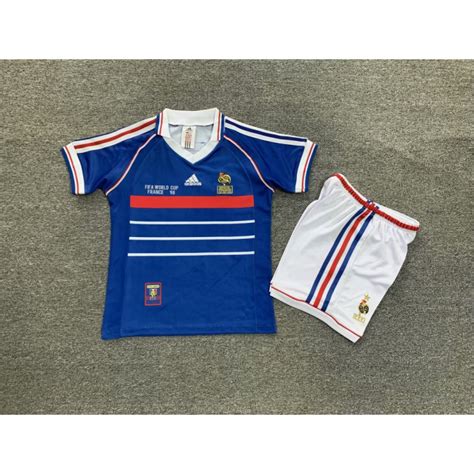 Camiseta y Pantalón Niños Francia Primera Equipación Retro Clásica 1998