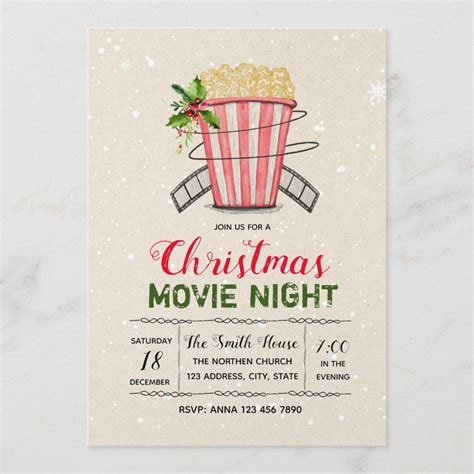 Chalkboard Christmas Movie Night Party Invitation Christmas Etsy Artofit