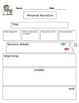 Personal Narrative Writing Graphic Organizer