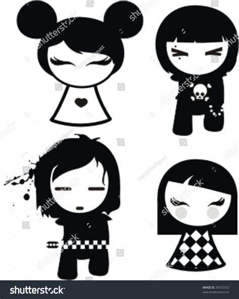 Four Emo Characters Stock Vector Illustration 35472532 : Shutterstock