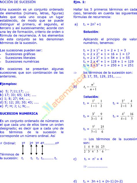 Sucesiones Numericas Resueltos