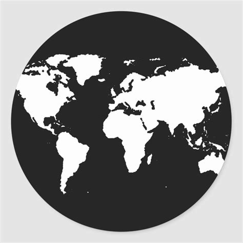 world map black/white classic round sticker | Zazzle.com in 2020 ...