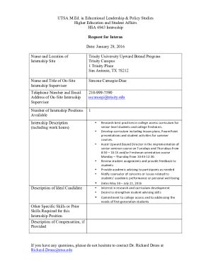 Fillable Online Education Utsa Internship Request Form Docx Fax