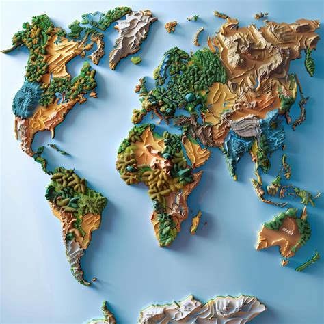 Mapa Del Mundo Vectorial 3D Imagen Premium Generada Con IA