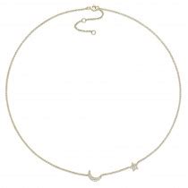 Diamond Star Moon Necklace K Yellow Gold Ct De