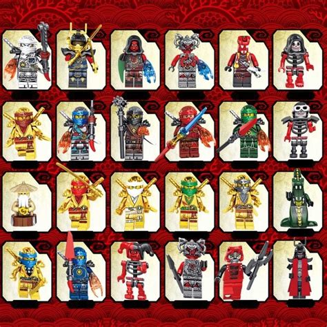 Set 24 Minifigurine Tip Lego Ninjago Cu Vermilioni Si Maestrul Wu