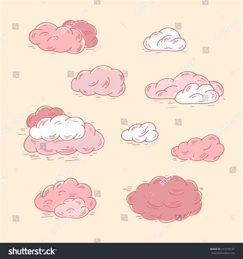 Sky Pink Clouds Hand Drawn Doodle Stock Vector (Royalty Free) 317270147 ...